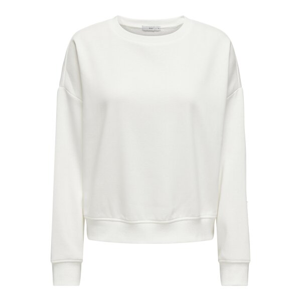 ONLY Damen Sweatshirt - ONLSWEAT LIFE CREW OVERSIZE SWT, Rundhals, Baumwoll-Mix Weiß M