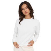 ONLY Damen Sweatshirt - ONLSWEAT LIFE CREW OVERSIZE SWT, Rundhals, Baumwoll-Mix Weiß S