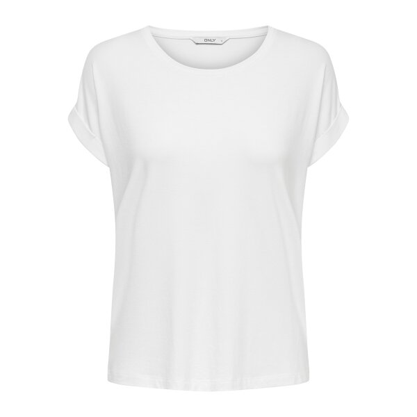 ONLY Damen T-Shirt, kurzarm - ONLMOSTER O-NECK TOP, Rundhals, Viskose-Mix Stretch Weiß XS