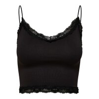 ONLY Damen Cropped-Top - ONLVICKY LACE SEAMLESS CROPPED TOP, Trägertop, Spitze Schwarz M/L