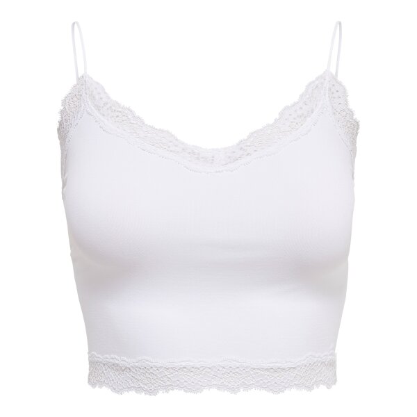 ONLY Womens Cropped Top - ONLVICKY LACE SEAMLESS CROPPED TOP, Strapless Top, Lace White XS/S (X-Small/Small)
