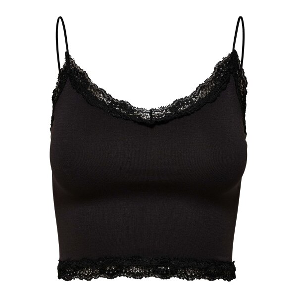 ONLY Womens Cropped Top - ONLVICKY LACE SEAMLESS CROPPED TOP, Strapless Top, Lace Black XS/S (X-Small/Small)