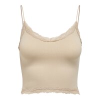 ONLY Womens Cropped Top - ONLVICKY LACE SEAMLESS CROPPED TOP, Strapless Top, Lace Beige S/M (Small/Medium)