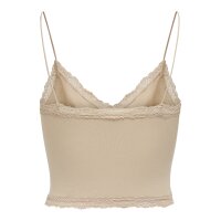 ONLY Womens Cropped Top - ONLVICKY LACE SEAMLESS CROPPED TOP, Strapless Top, Lace Beige S/M (Small/Medium)