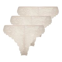 ONLY Damen Brazil-Slips, 3er Pack - ONLCHLOE LACE BRAZIL, Spitze Beige XS