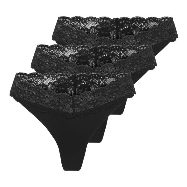 ONLY Womens Brazilian Briefs, 3-Pack - ONLCHLOE LACE BRAZIL, Lace Black XS (X-Small)