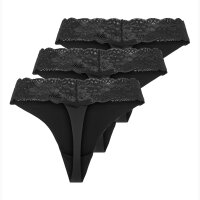 ONLY Damen Strings, 3er Pack - ONLCHLOE LACE THONG, Spitze Schwarz XS