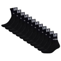 adidas Unisex Quarter Socken, 12er Pack - Cushioned 3S Linear, Logo, einfarbig Schwarz 37-39