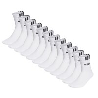 adidas unisex quarter socks, 12-pack - Cushioned 3S Linear, logo, single-coloured White 40-42