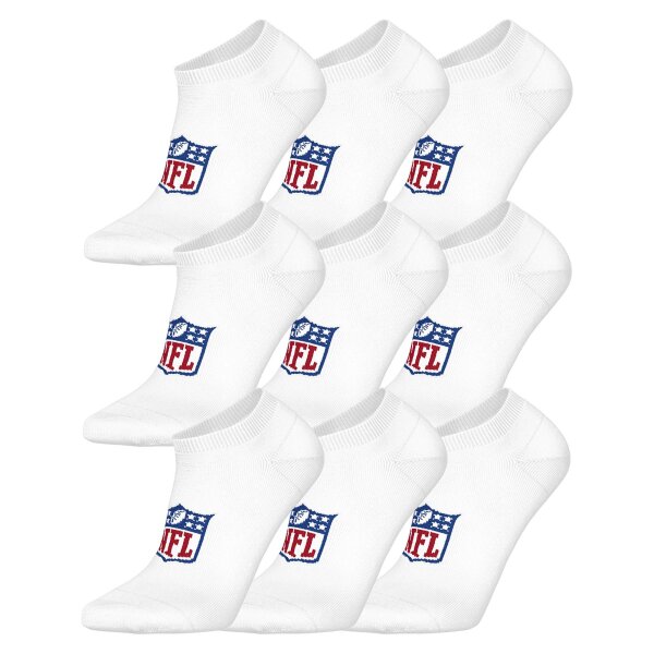 NFL Unisex Sneaker Socks, 9-Pack – NFL Shield 9Pack Sneaker Socks, Logo, Cotton Blend White 39-42 (6-8 UK)