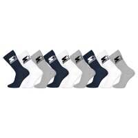 STARTER Unisex Socken, 9er Pack - Crew Socks, Logo, Baumwollmischung Dunkelblau/Weiß/Grau 43-46