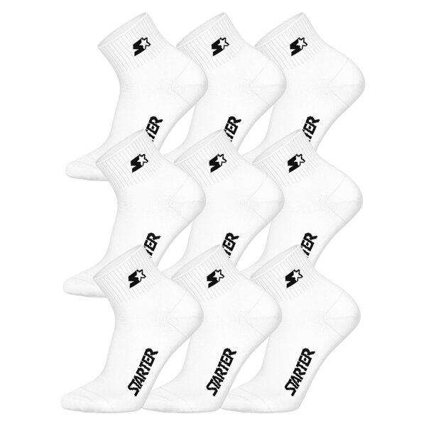 STARTER Unisex Quartersocken, 9er Pack - Quarter Socks, Logo, Baumwollmischung Weiß 35-38