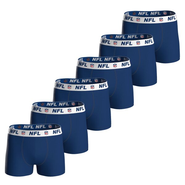 NFL Herren Boxershorts, 6er Pack - NFL Shield 6Pack Boxers, Baumwoll-Stretch, Logobund Dunkelblau L