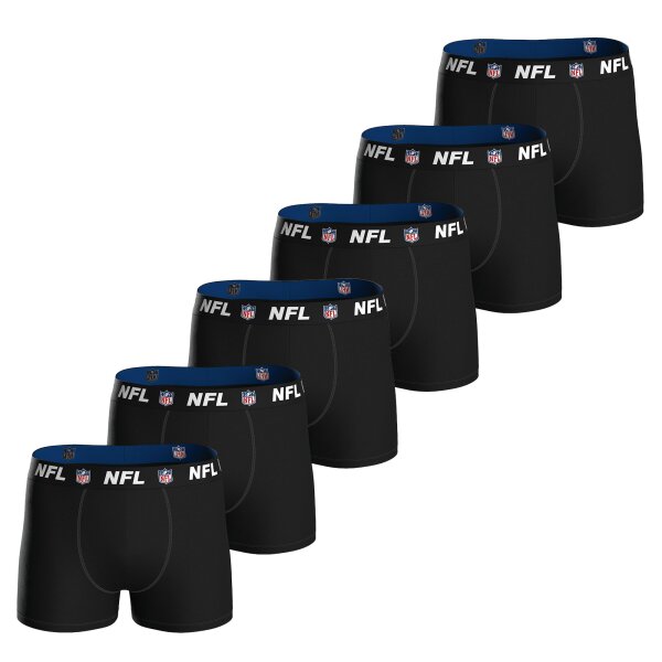 NFL Mens Boxer Shorts, 6-Pack – NFL Shield 6Pack Boxers, Cotton Stretch, Logo Waistband Black M (Medium)