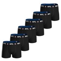 NFL Herren Boxershorts, 6er Pack - NFL Shield 6Pack Boxers, Baumwoll-Stretch, Logobund Schwarz M