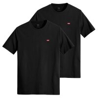 Levis Mens T-Shirt 2 pack - ‘Original Housemark Tee’, Round Neck, Cotton Black S (Small)