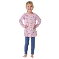 SCHIESSER Girls Pyjamas, Long - Kids, Open Leg, Cotton, All-Over Print Pink/Blue 104