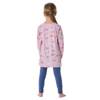 SCHIESSER Mädchen Schlafanzug, lang - Kids, offenes Bein, Baumwolle, Alloverprint Rosa/Blau 104
