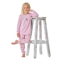 SCHIESSER Mädchen Schlafanzug, lang - Kids, Bündchen, Baumwolle, Print Rosa 104