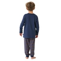 SCHIESSER Jungen Schlafanzug, lang - Kids, Bündchen, Baumwolle, Print Dunkelblau 104
