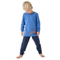 SCHIESSER Boys pyjamas, long - Kids, cuffs, cotton, print Blue 116