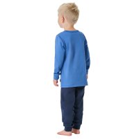 SCHIESSER Boys pyjamas, long - Kids, cuffs, cotton, print Blue 116