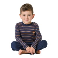 SCHIESSER Jungen Schlafanzug, lang - Kids, offenes Bein, Baumwolle, Print Dunkelblau 104