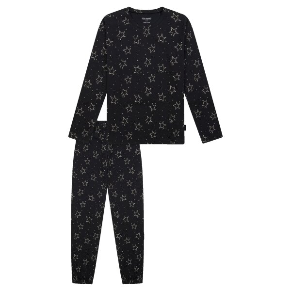 SCHIESSER Girls Pyjamas, Long - Teens, Cuffs, Cotton, Print Black 152