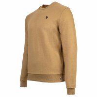 U.S. POLO ASSN. Herren Sweatshirt - Fleece Brushed, Rundhals, Logo, Baumwoll-Mix Beige L