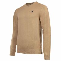 U.S. POLO ASSN. Herren Strickpullover - Rundhals, Logo-Stickerei, Baumwolle Beige L