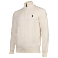 U.S. POLO ASSN. Herren Strickpullover mit Stehkragen - Half Zip, Logo, Baumwolle Weiß M