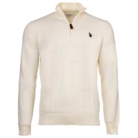 U.S. POLO ASSN. Mens knitted jumper with stand-up collar - half zip, logo, cotton White M (Medium)
