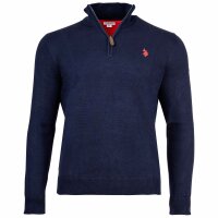 U.S. POLO ASSN. Herren Strickpullover mit Stehkragen - Half Zip, Logo, Baumwolle Marine L