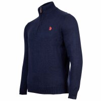 U.S. POLO ASSN. Mens knitted jumper with stand-up collar - half zip, logo, cotton Navy L (Large)