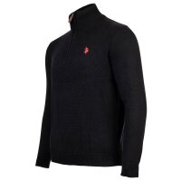 U.S. POLO ASSN. Herren Strickpullover mit Stehkragen - Half Zip, Logo, Baumwolle Schwarz M