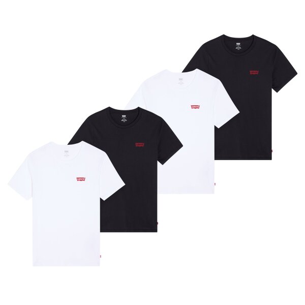 Levis Herren T-Shirts, 4er Pack - "The Graphic Tee - 4 Pack", Rundhals, Baumwolle Schwarz/Weiß M