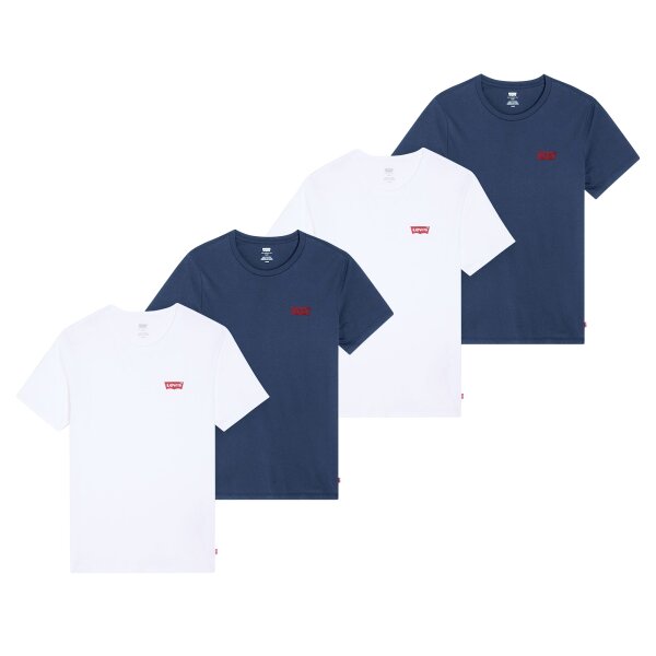 Levis Herren T-Shirts, 4er Pack - "The Graphic Tee - 4 Pack", Rundhals, Baumwolle Blau/Weiß M