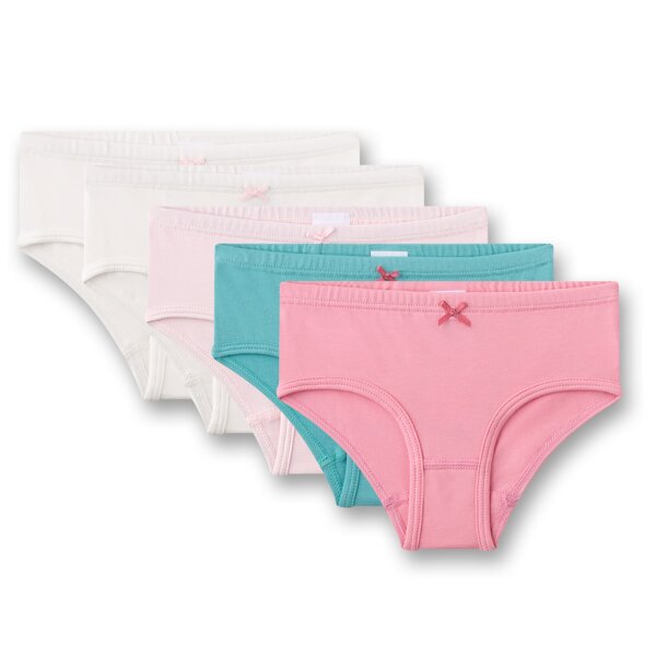 Sanetta Mädchen Hipslips, 5er Pack - Kids, Slips, Single Jersey Rosa/Blau/Weiß 104