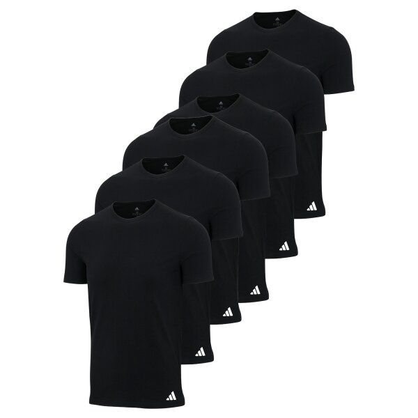adidas Men T-Shirt, 6-pack - Crew Neck Shirt, Active Core Cotton, solid colour Black M (Medium)