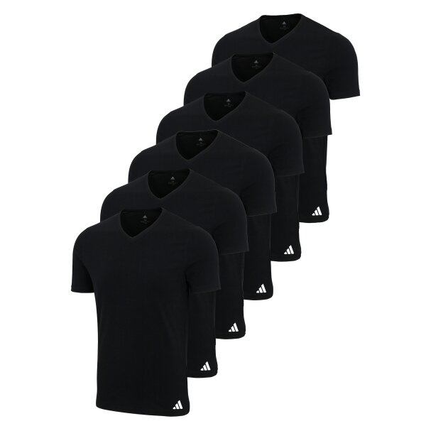 adidas Men T-Shirt, 6-pack - V-Neck Shirt, Active Core Cotton, solid colour Black M (Medium)