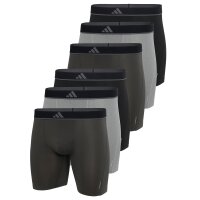 adidas Herren Boxershorts, 6er Pack - Boxer Briefs, Active Micro Flex Eco, Logo, einfarbig Schwarz/Grau 2XL