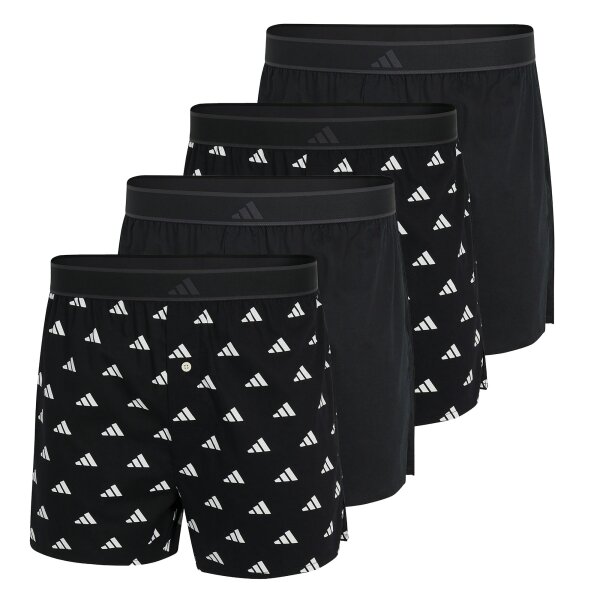 adidas men woven boxer shorts, 4-pack - woven boxer, shorts, woven fabric, cotton Black/White XXL (XX-Large)