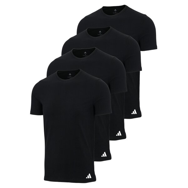 adidas Men T-Shirt, 4-pack - Crew Neck Shirt, Active Flex Cotton, solid colour Black M (Medium)
