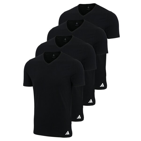 adidas Men T-shirts, 4-pack - V-Neck Shirt Active Flex Cotton, V-neck, solid colour Black S (Small)