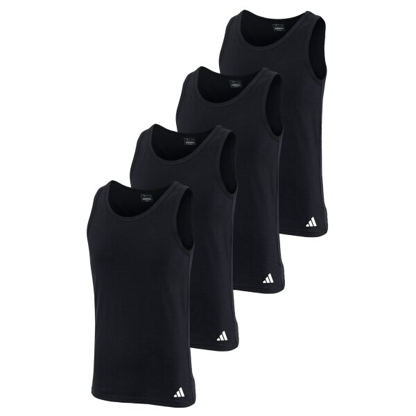 adidas Herren Unterhemden, 4er Pack - Tank Top, Active Flex Cotton, ärmellos, einfarbig Schwarz M