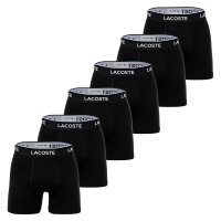 LACOSTE Mens Boxer Shorts, 6-pack - Boxer Briefs, Cotton Stretch, Logo Waistband Black M (Medium)