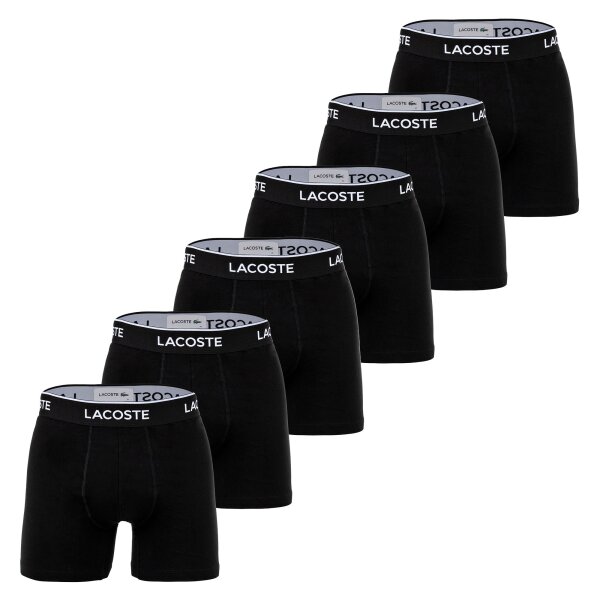 LACOSTE Herren Boxershorts, 6er Pack - Boxer Briefs, Cotton Stretch, Logobund Schwarz XL