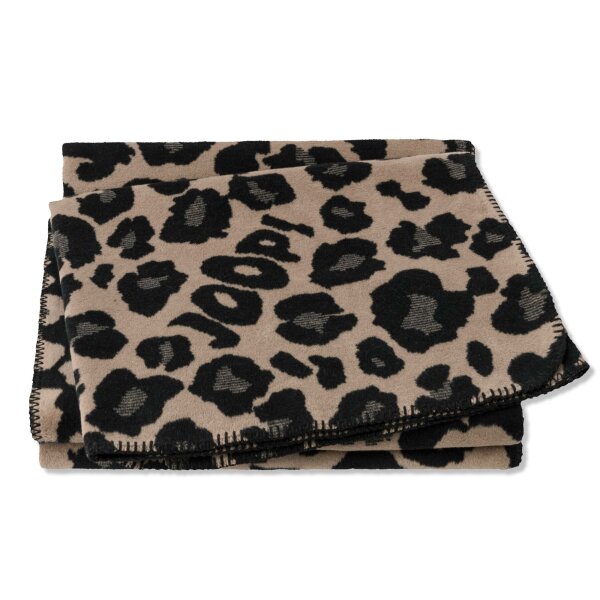 JOOP! Home blanket – LEO, animal print, logo Taupe 150x200cm