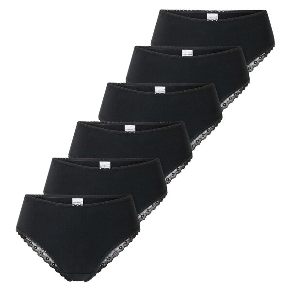 SCHIESSER womens Brazilian panties, 6-pack - 6-pack Brazilian, stretch cotton, plain Black S (Small)