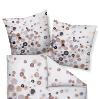 Janine 2-piece bed linen set – MODERN ART S, mako satin, mercerised cotton, polka dot print White/Brown 155x220cm